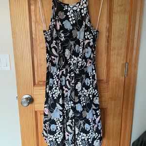 French grey, size L, floral print dress